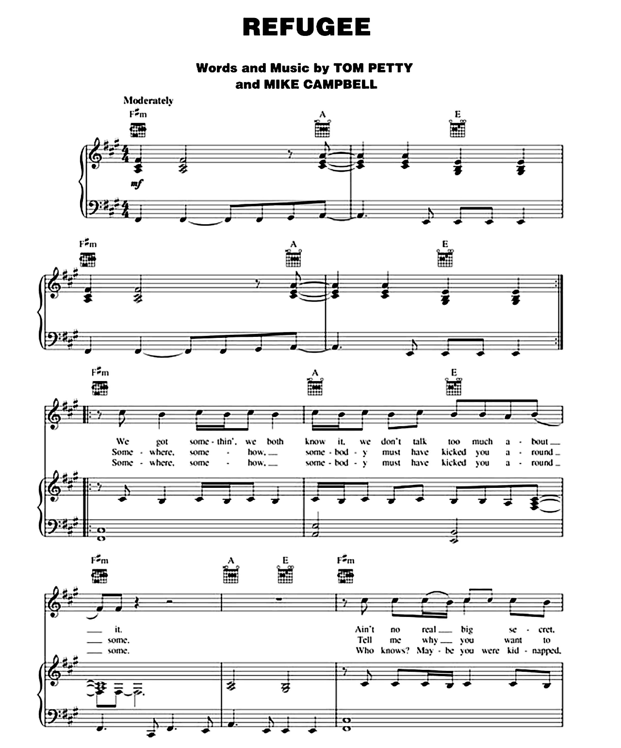 Refugee sheet music