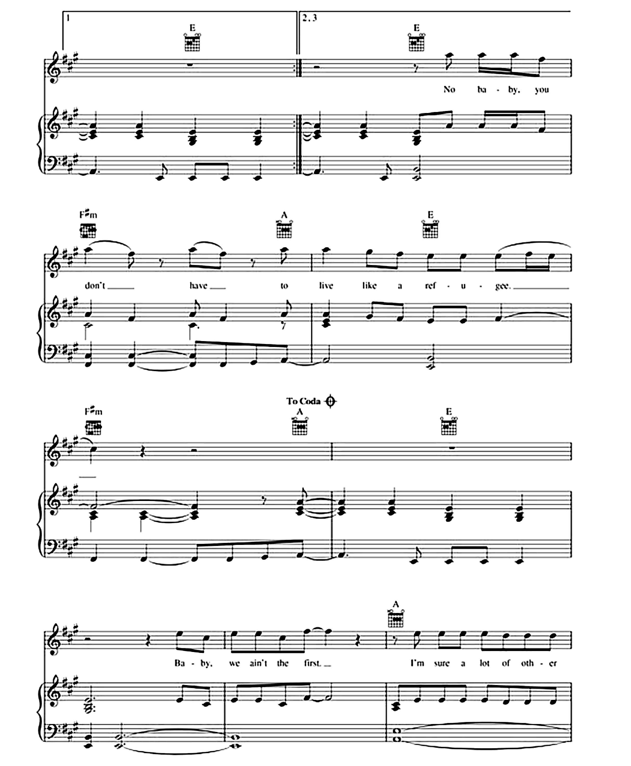 Refugee sheet music 3