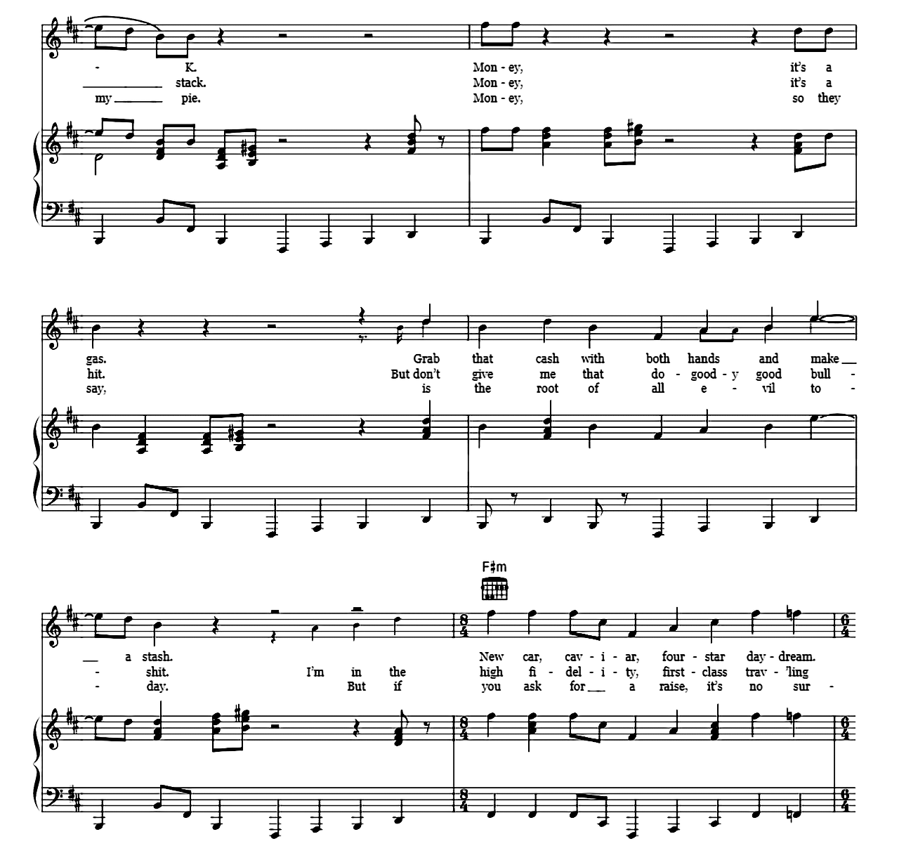 Money sheet music 2