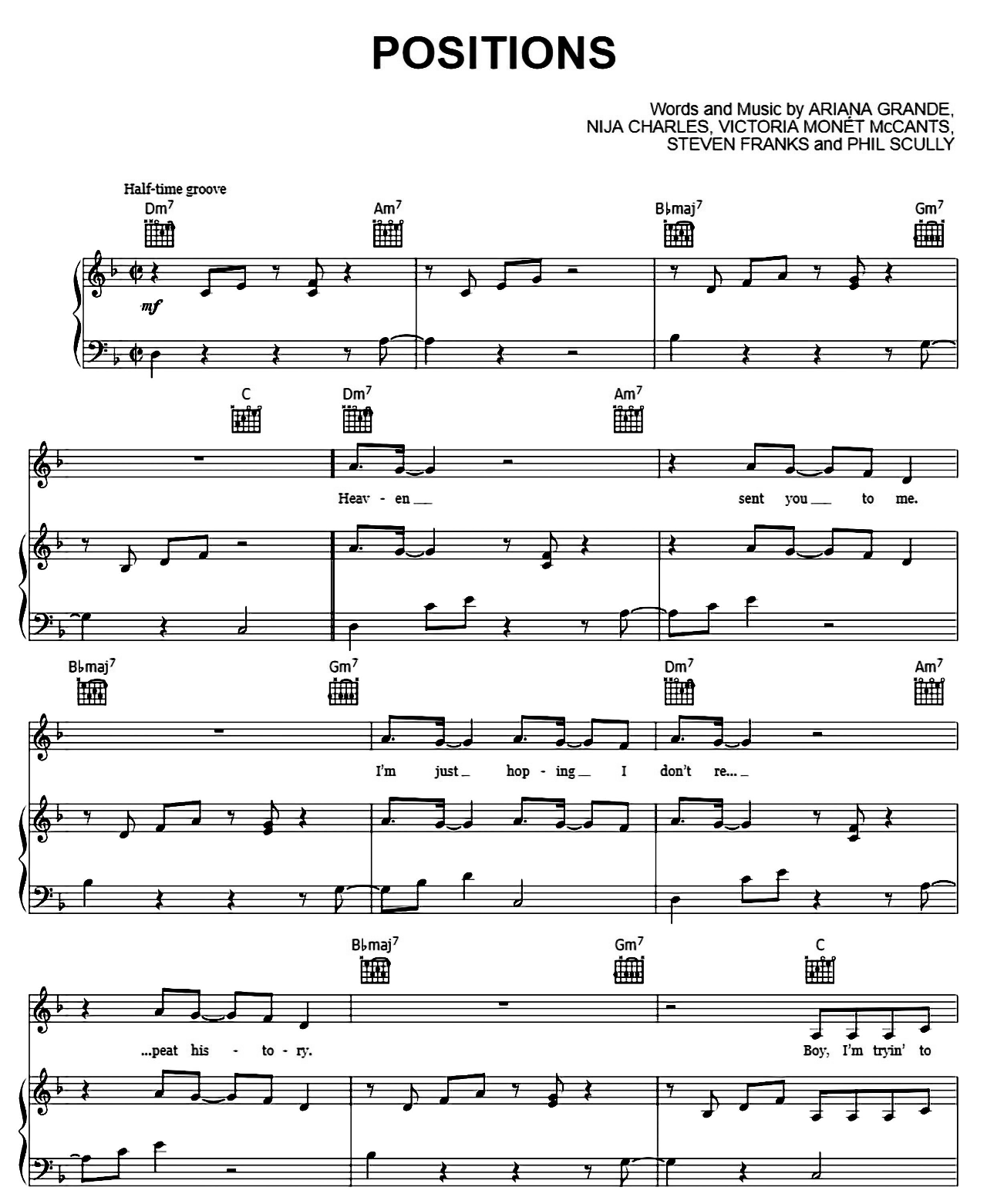 Positions sheet music