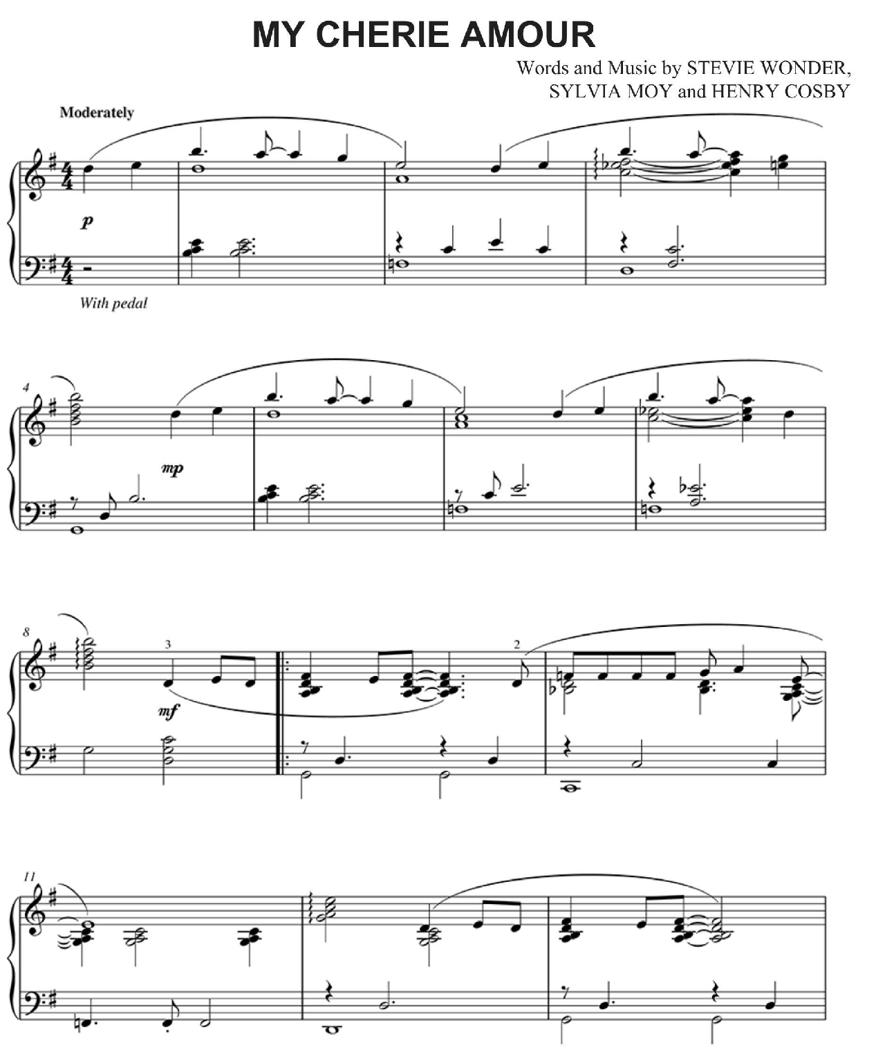 My Cherie Amour sheet music