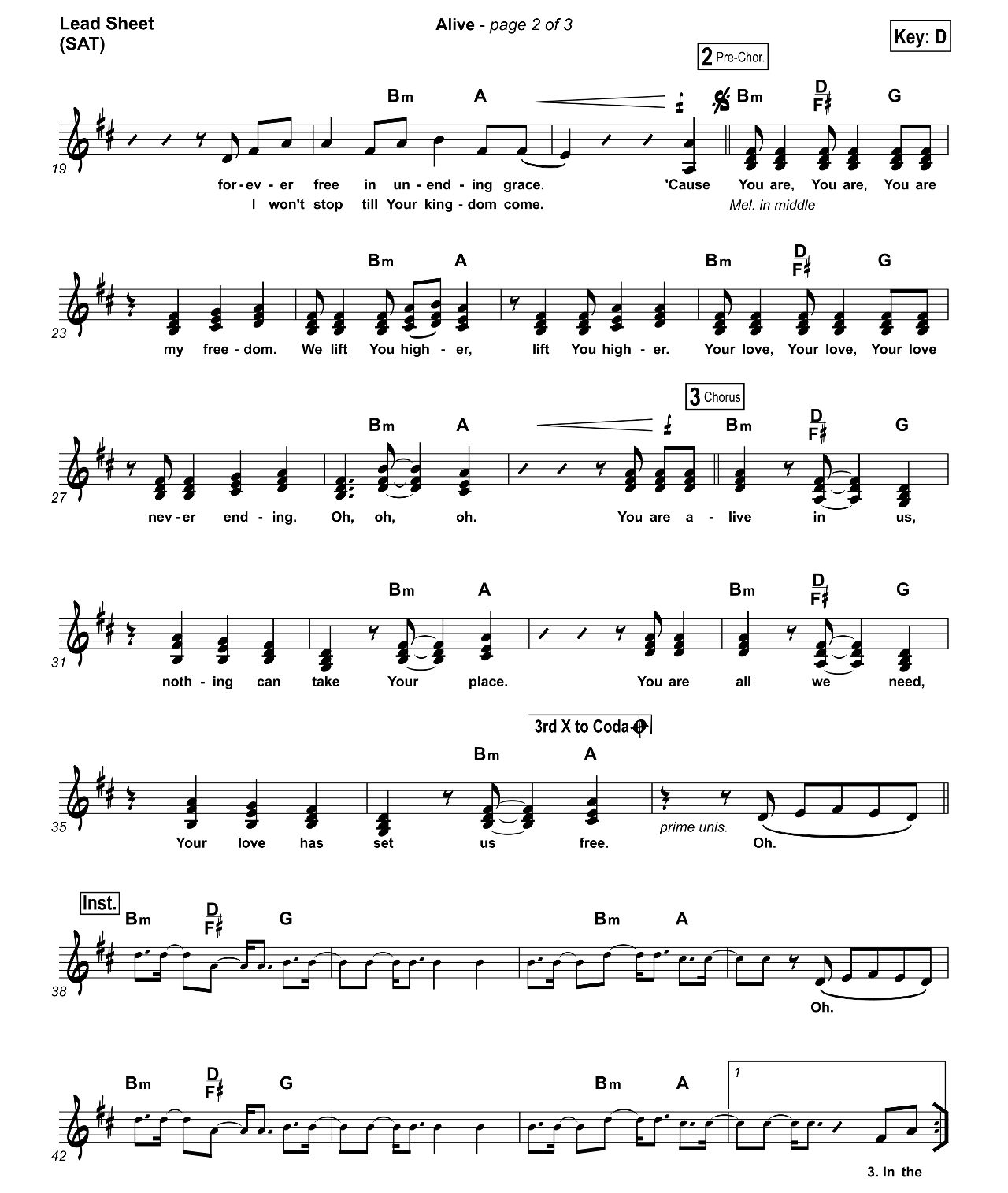 Alive sheet music 2