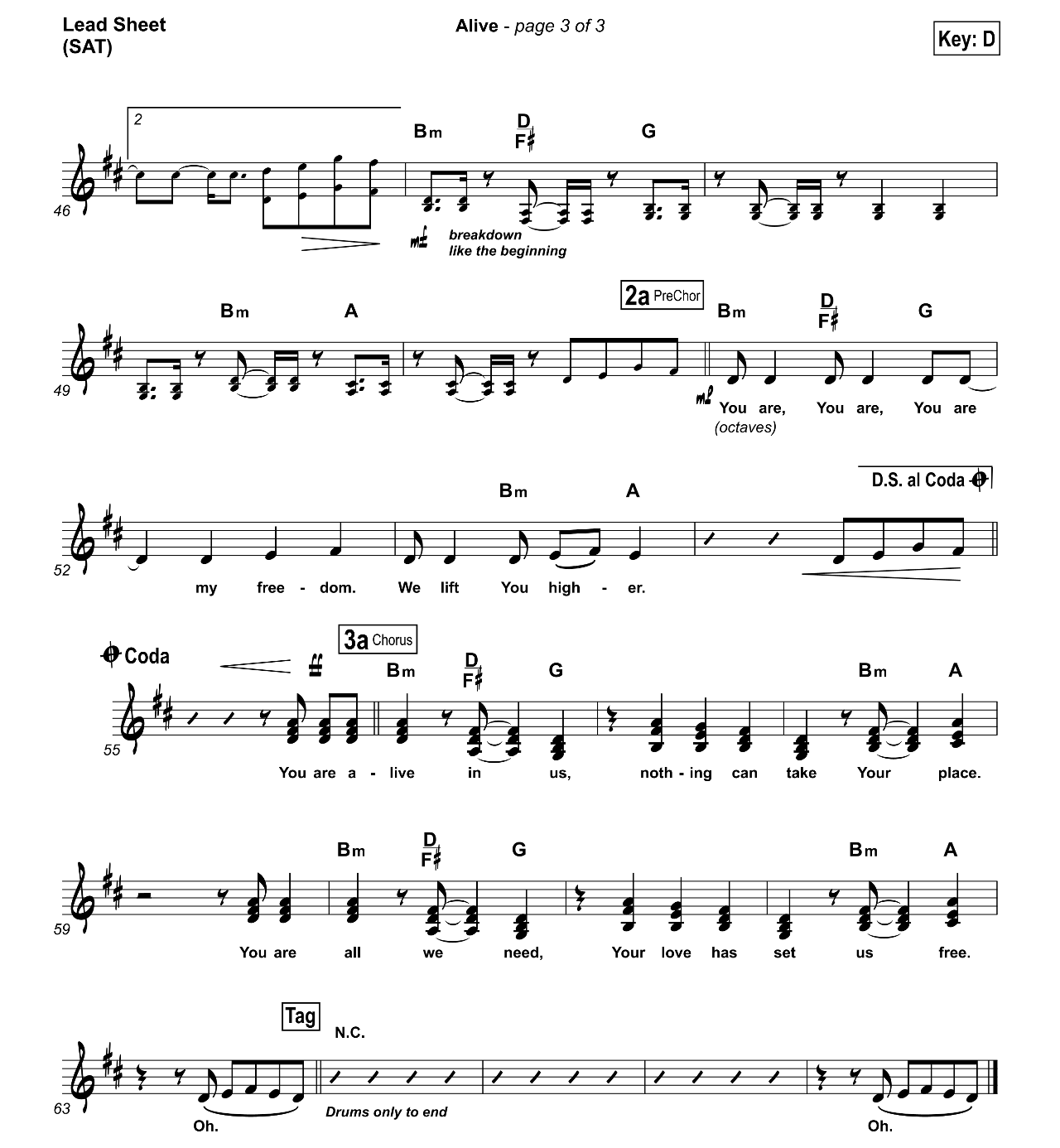 Alive sheet music 3