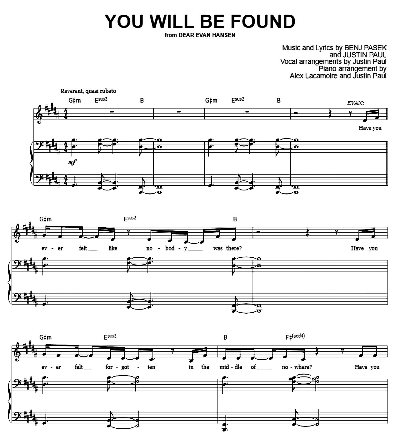 You sheet music
