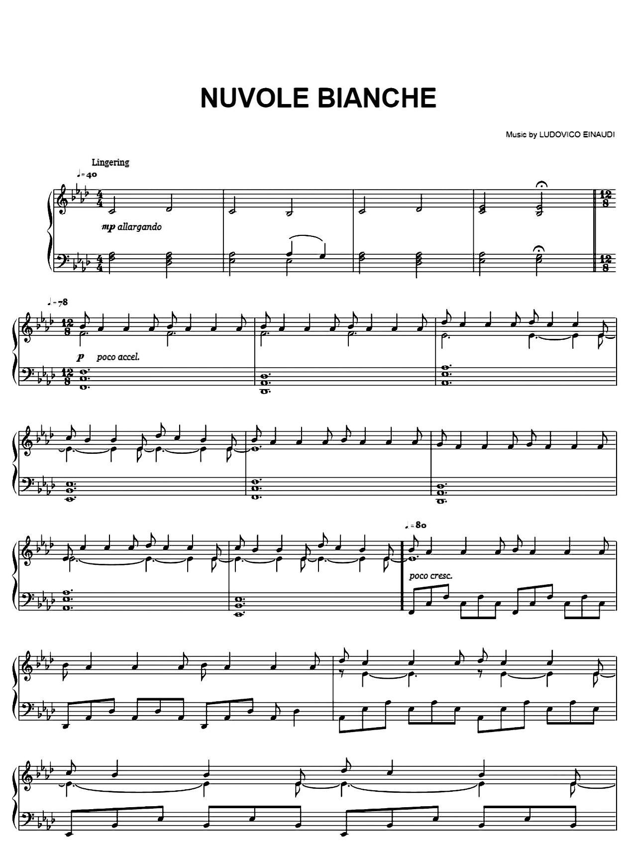 Nuvole Bianche sheet music