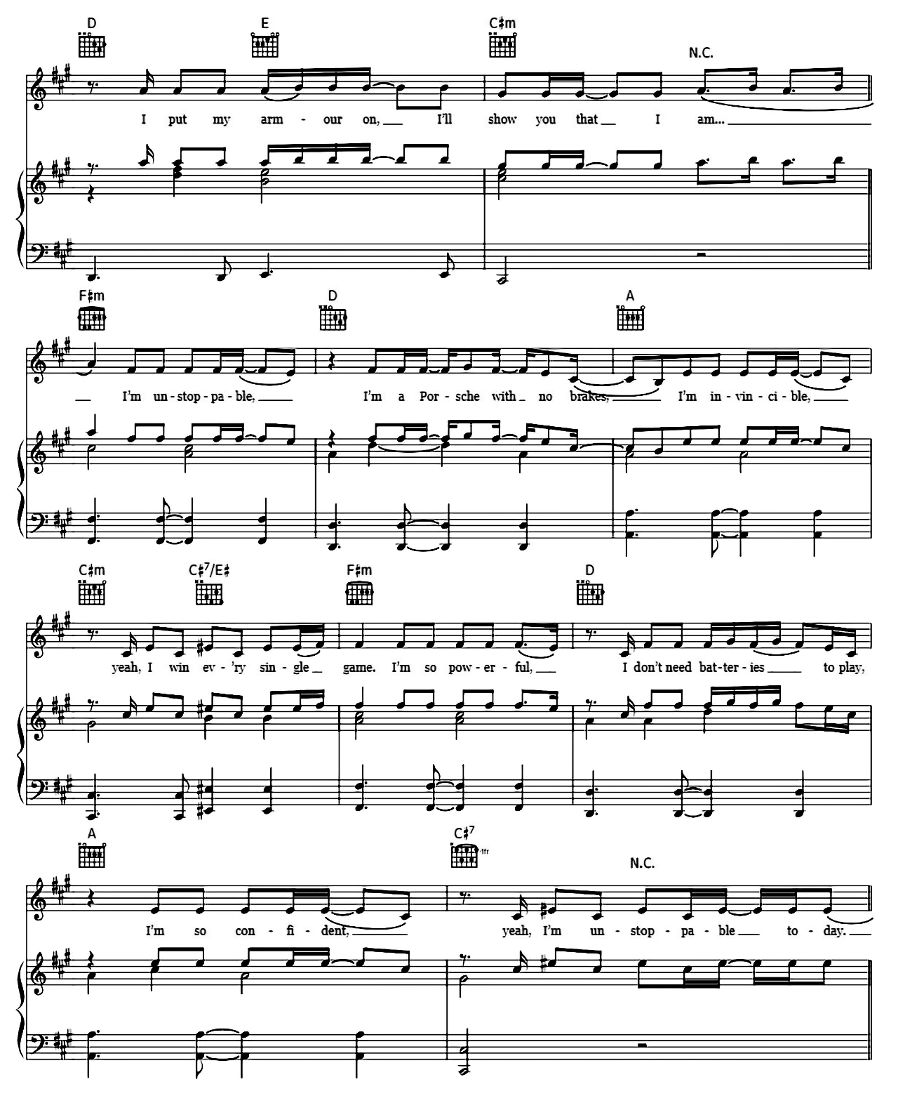 Unstoppable sheet music 3