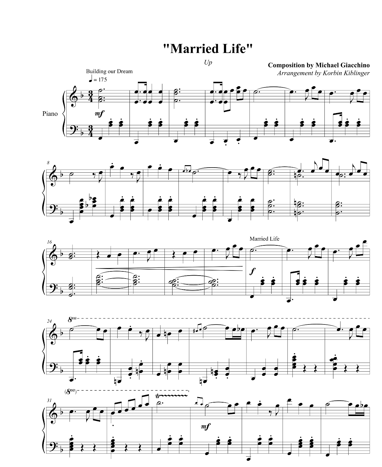 Married Life sheet music