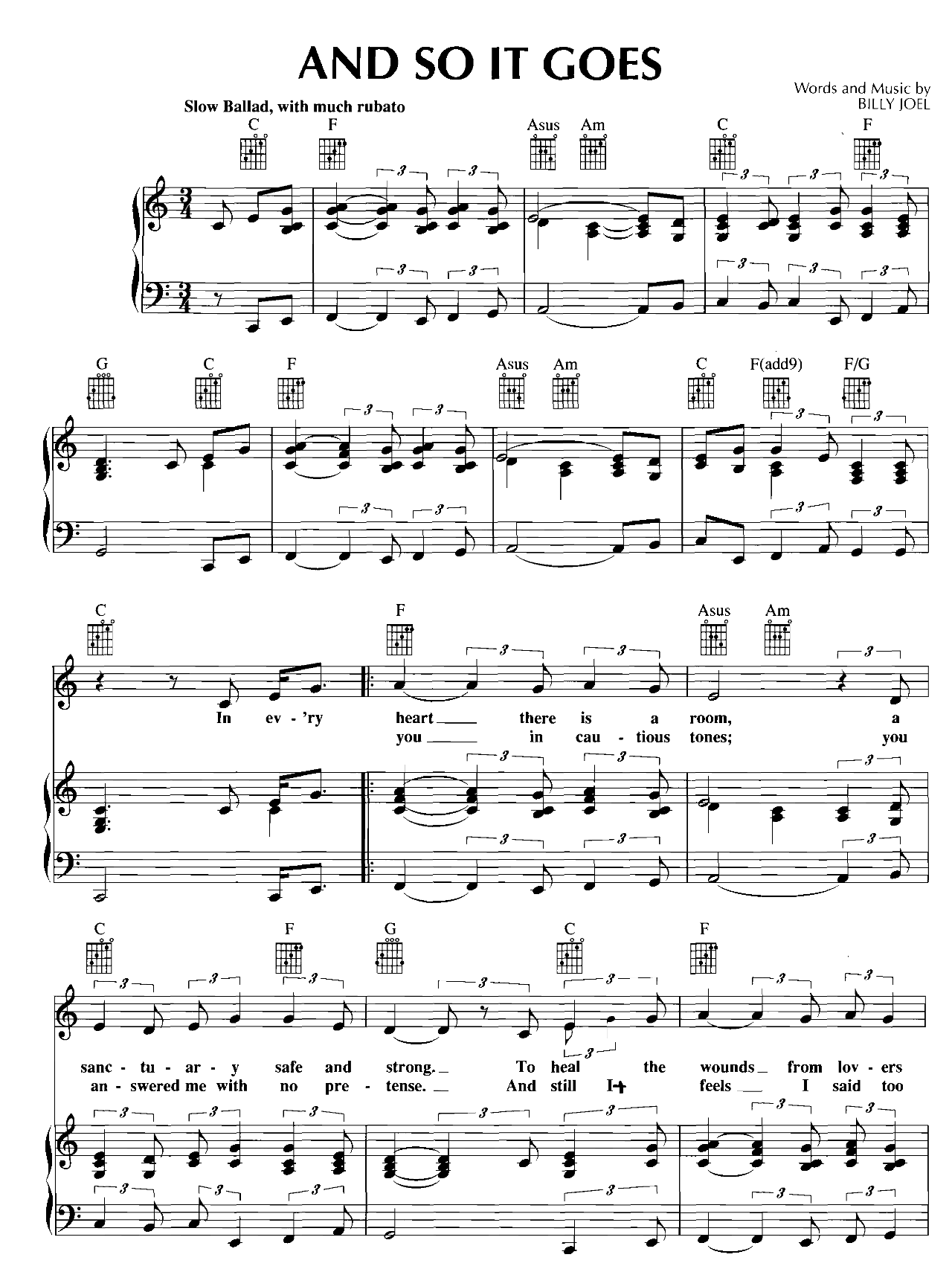 And So It Goes sheet music