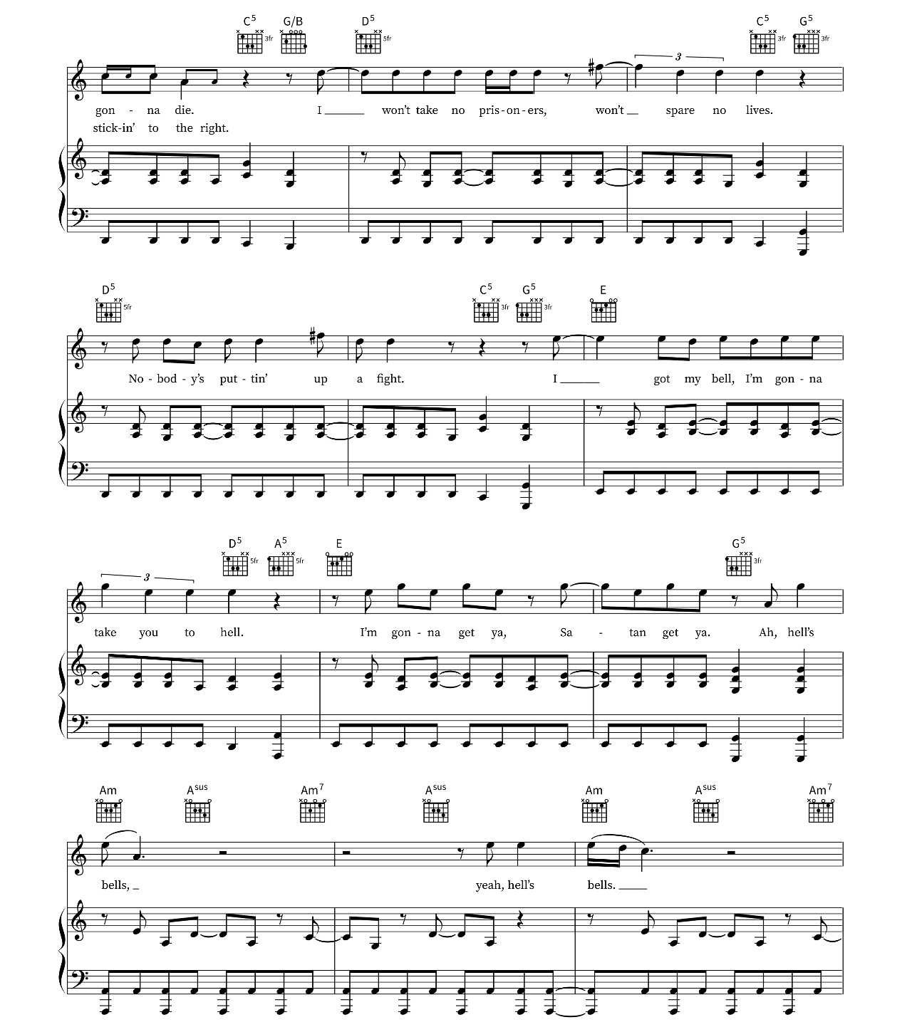 Hells Bells sheet music 3