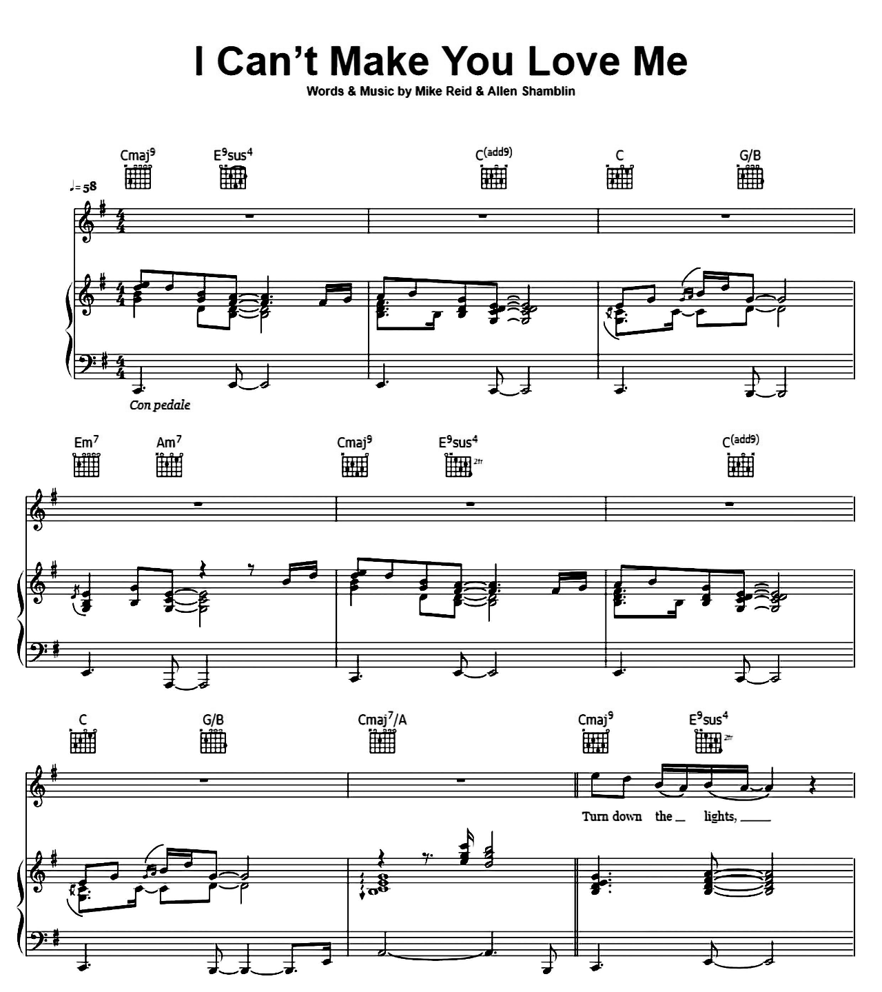 I Can't Make You Love Me sheet music