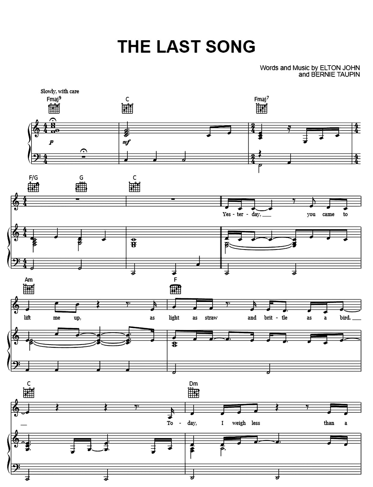 The Last Song sheet music