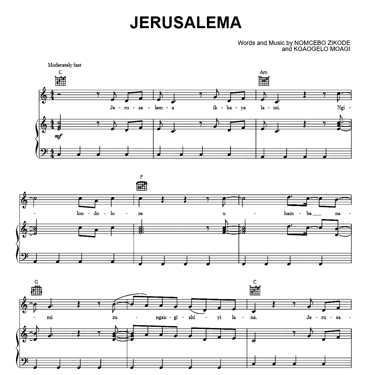 Jerusalema sheet music
