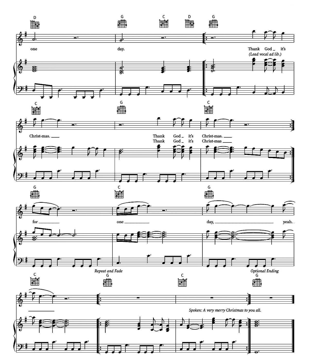 Thank God It's Christmas sheet music 5