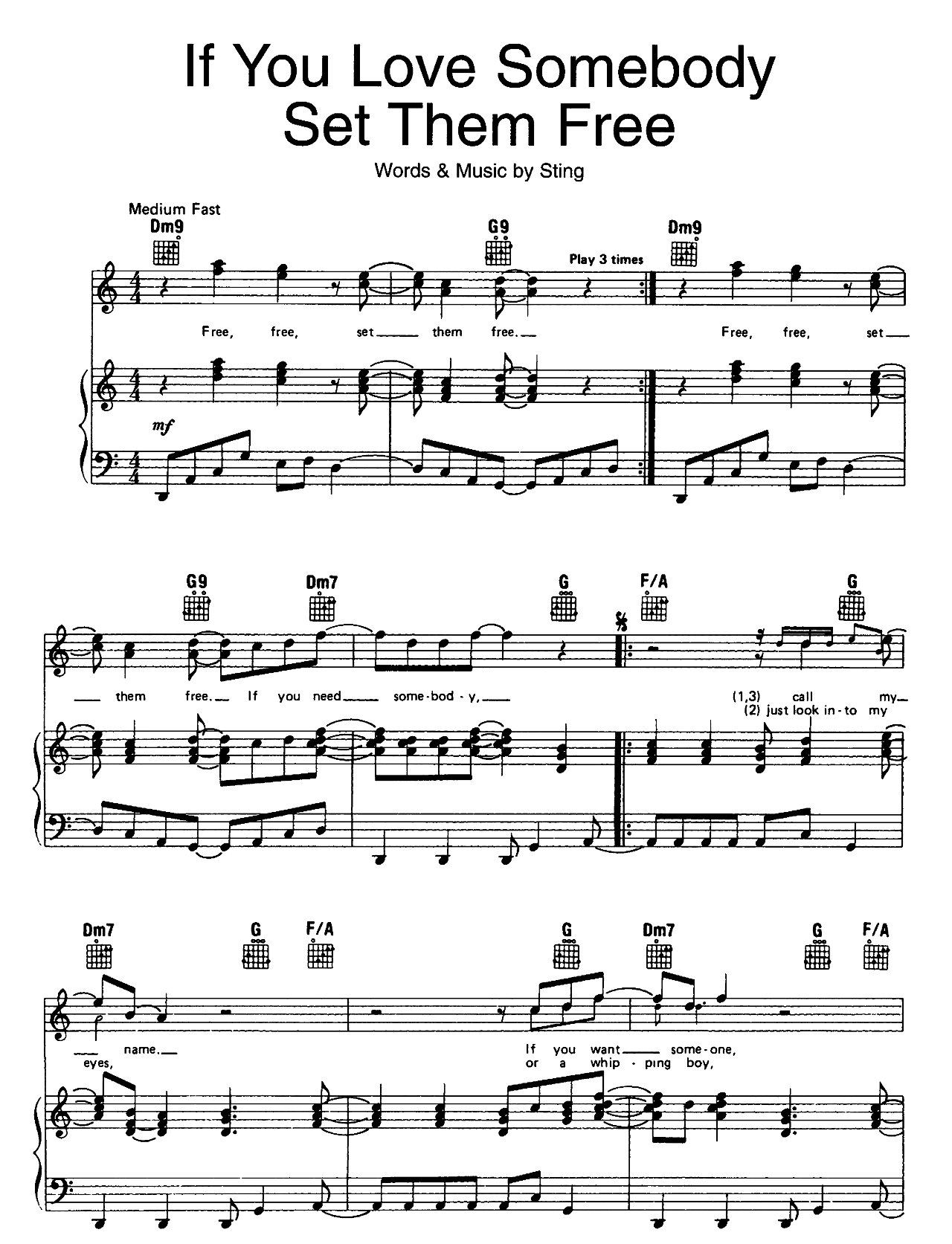 If You Love Somebody Set Them Free sheet music