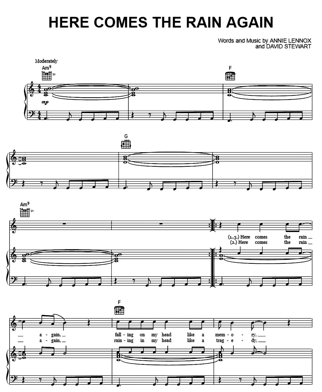 Here Comes The Rain Again sheet music