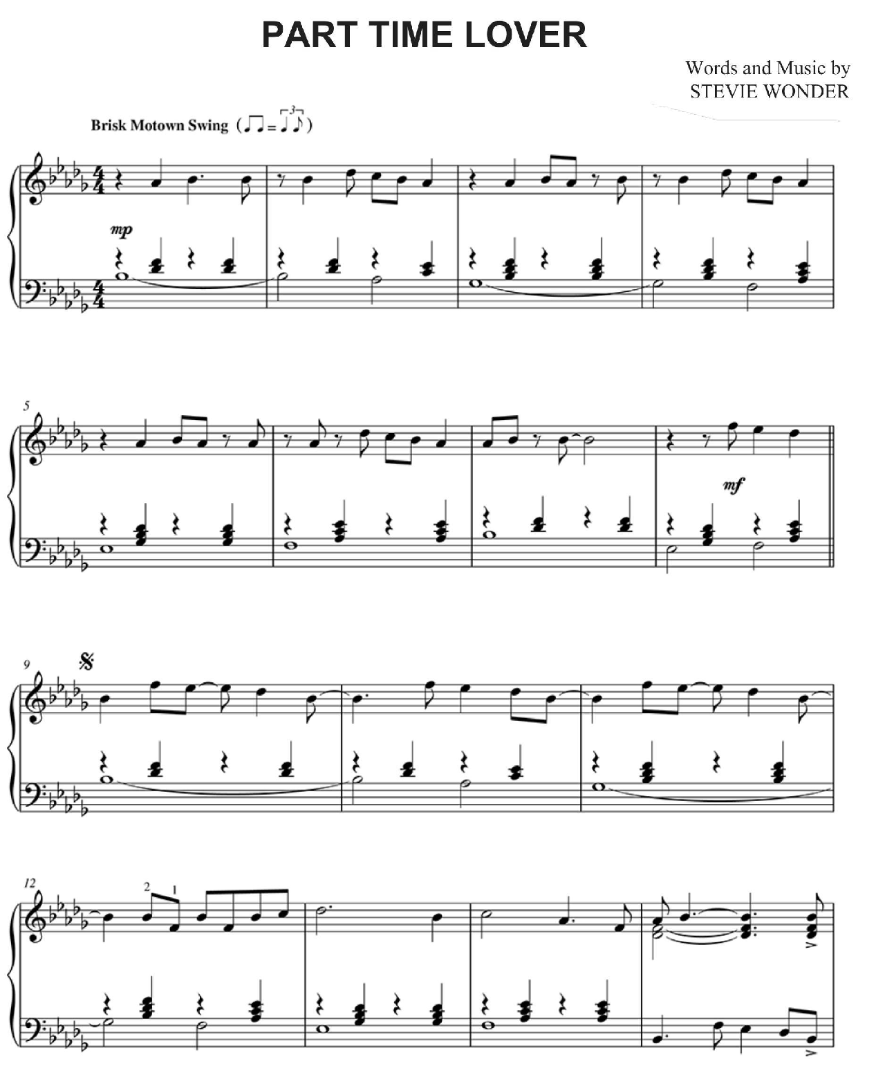 Part Time Lover sheet music