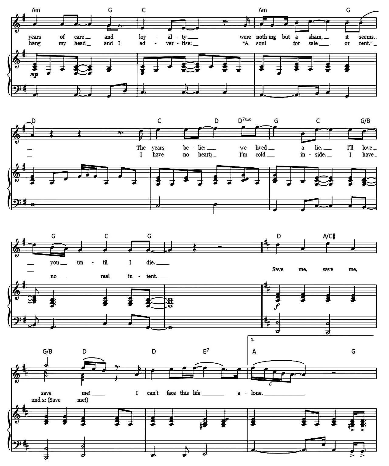 Save Me sheet music 2