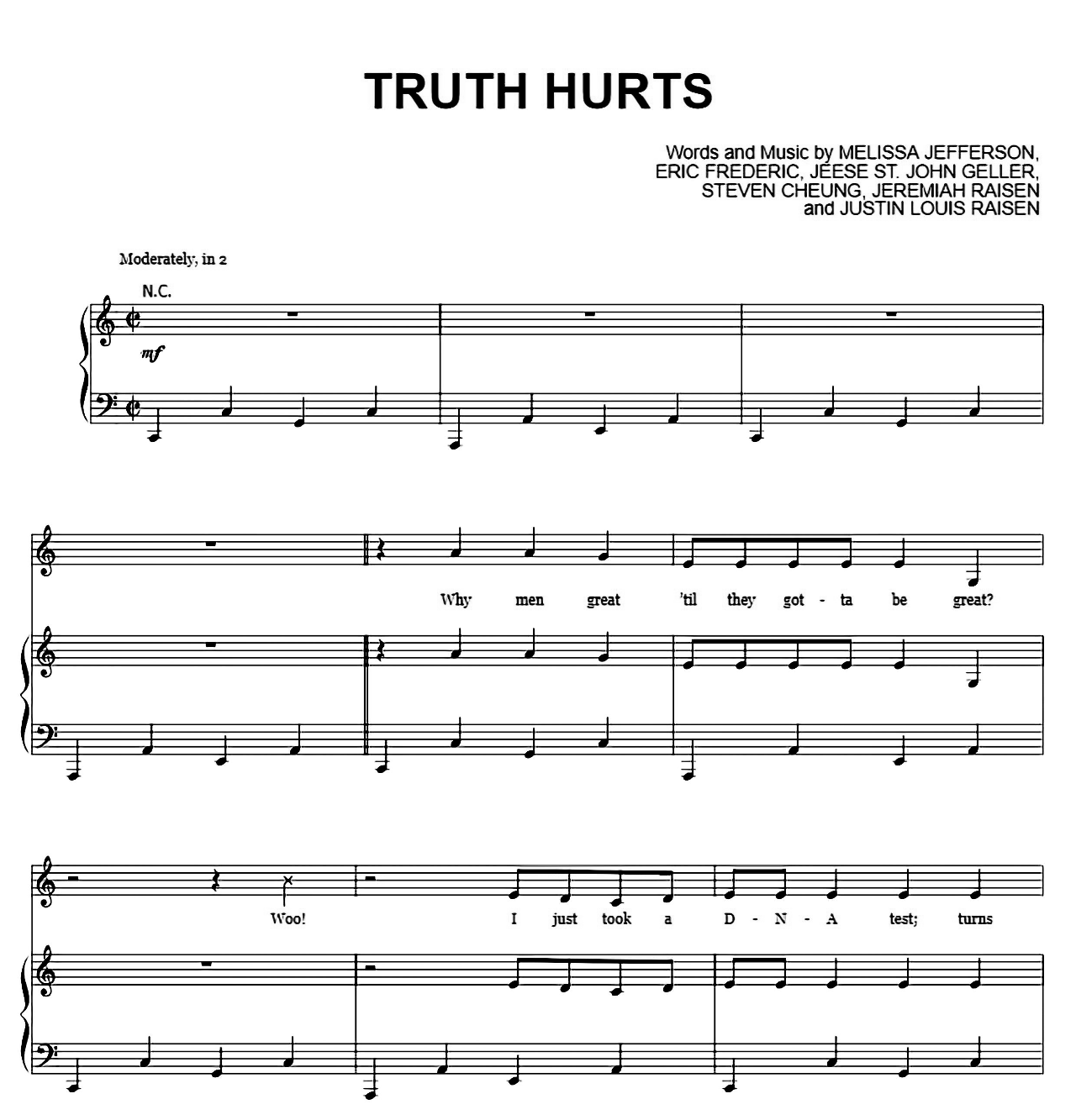 Truth Hurts sheet music