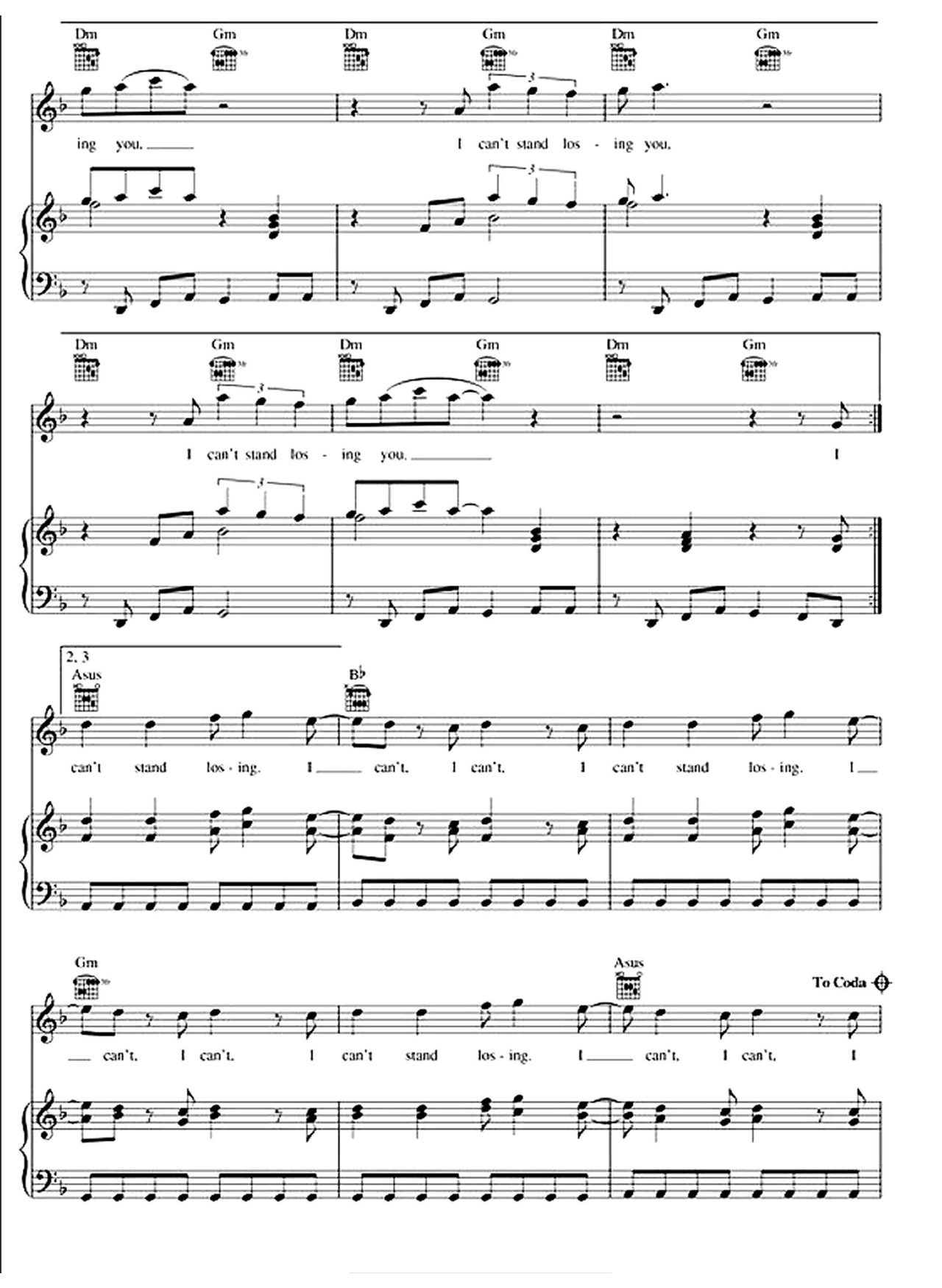 Can't Stand Losing You sheet music 3