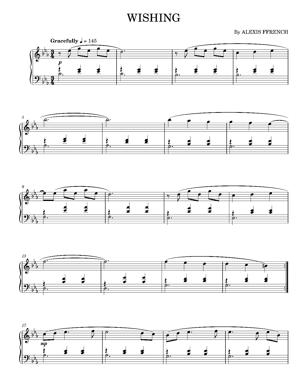 Wishing sheet music