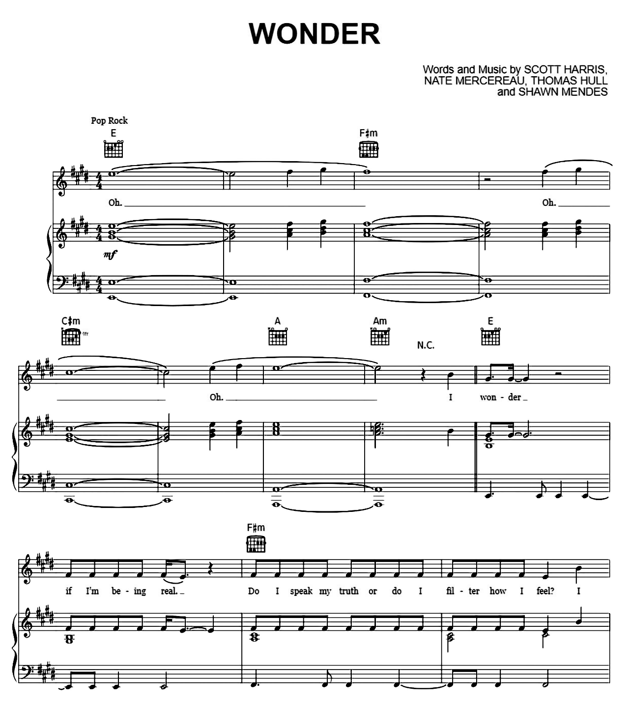 Wonder sheet music