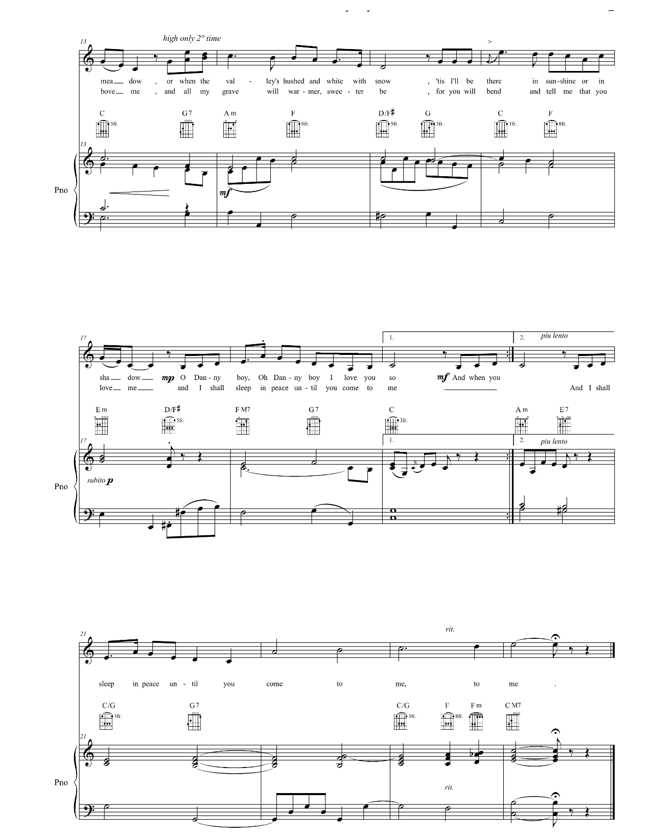 Danny Boy sheet music 2