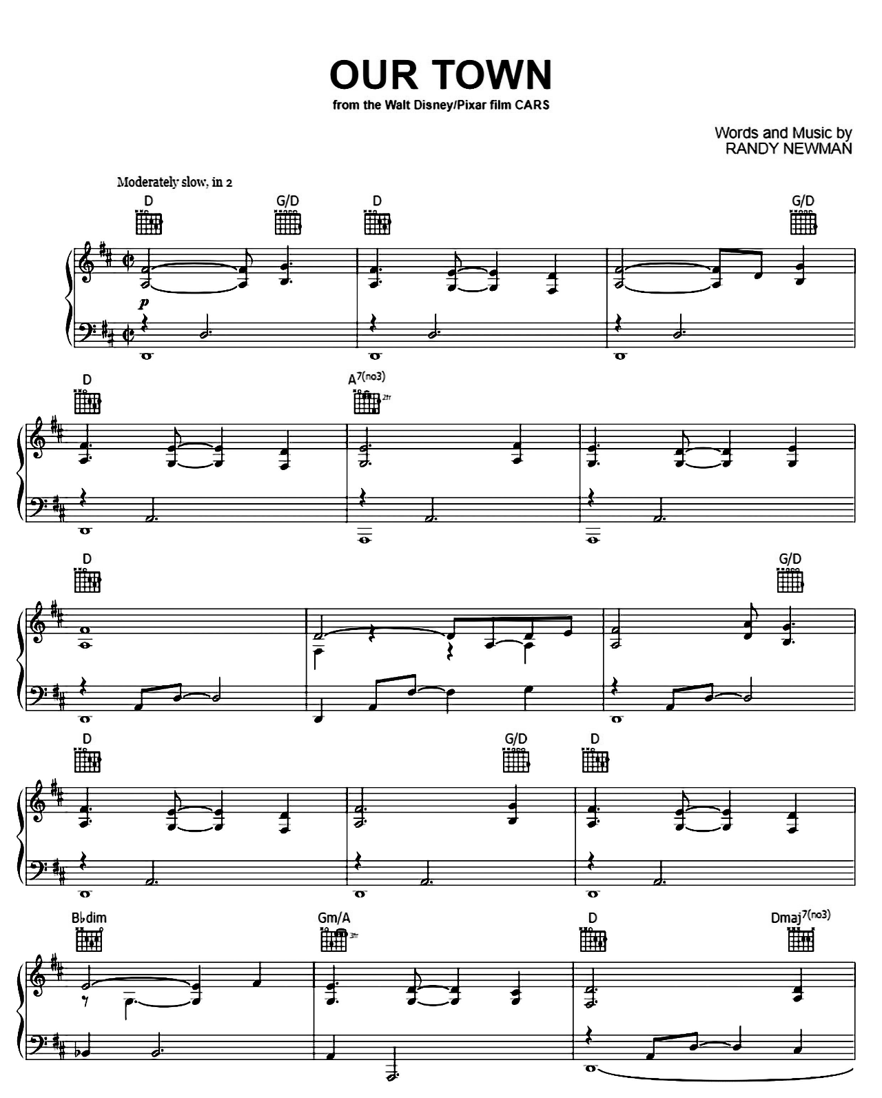 Our Town (from Cars) sheet music