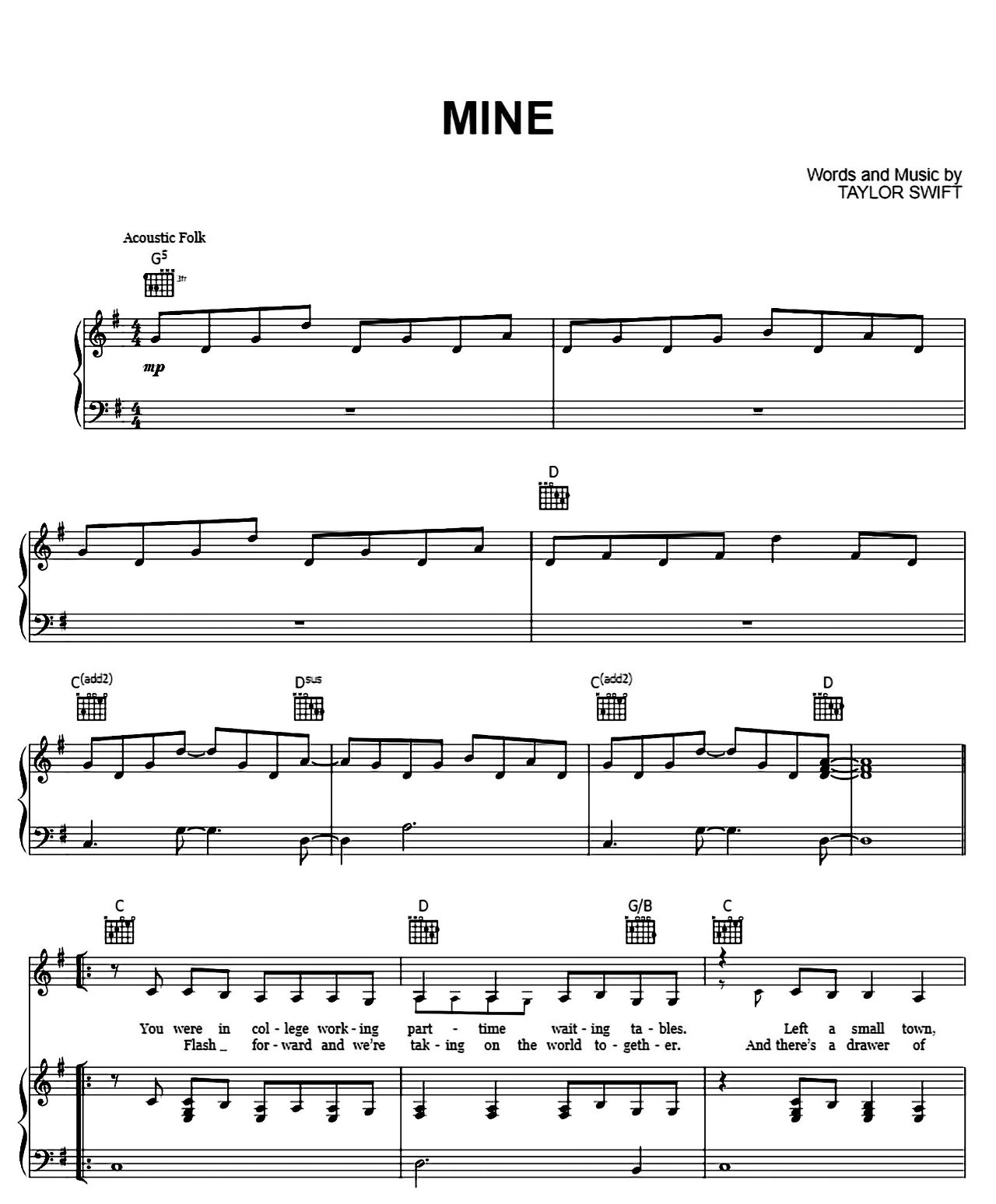 Mine sheet music