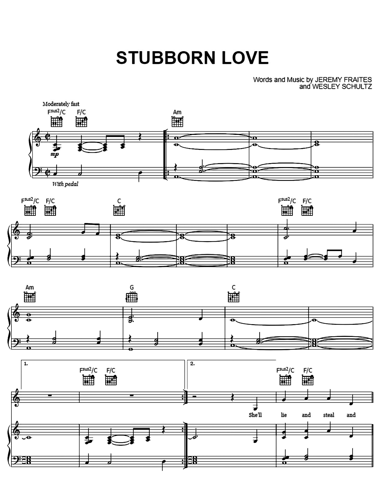 Stubborn Love sheet music