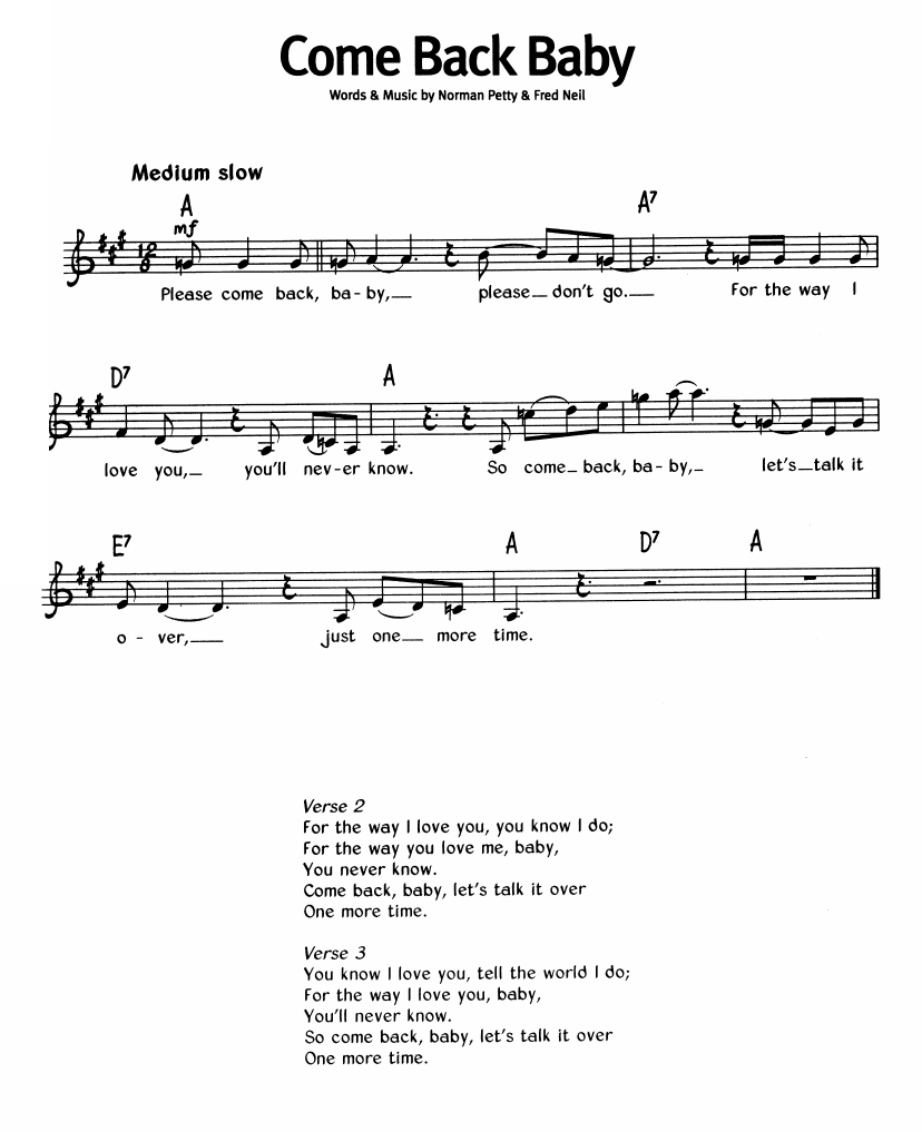 Come Back Baby sheet music