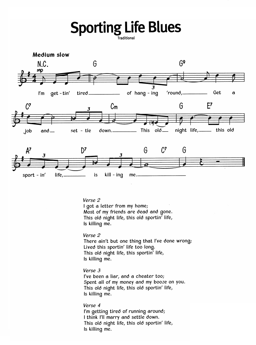 Sporting Life Blues sheet music