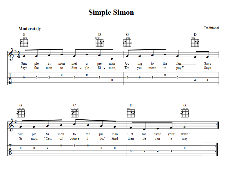 Simple Simon sheet music