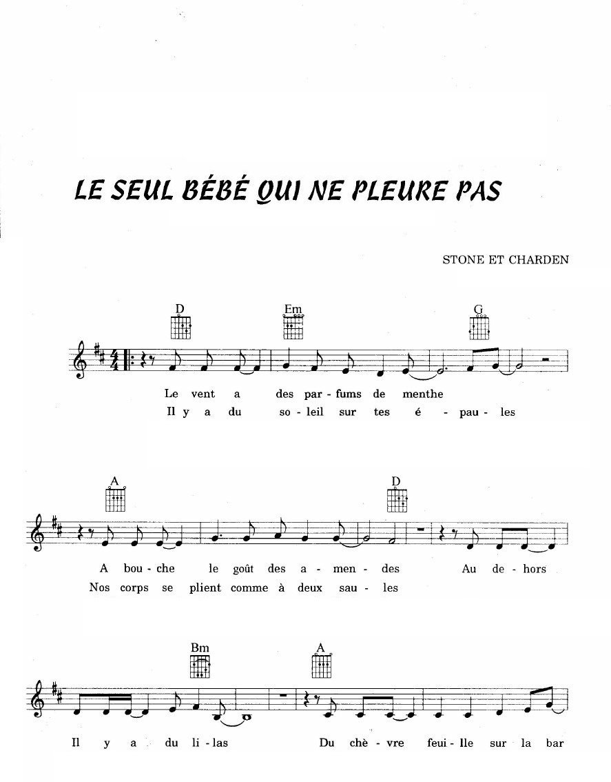 Le Seul Bebe Qui Ne Pleure Pas sheet music