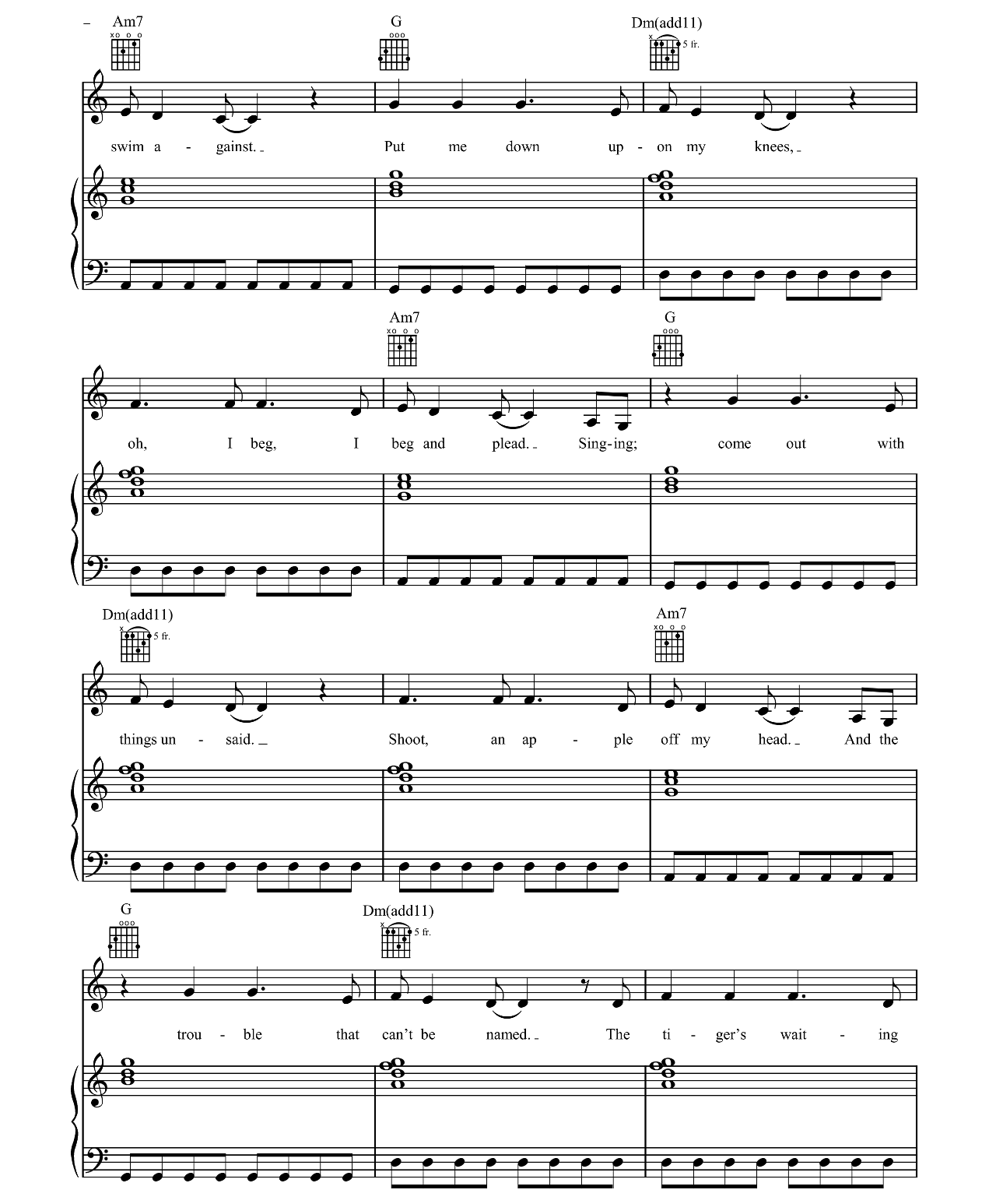 Clocks sheet music 2