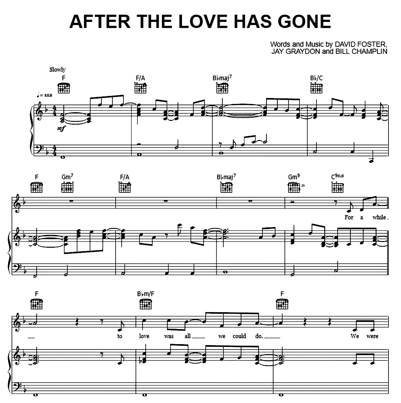 After The Love Has Gone sheet music