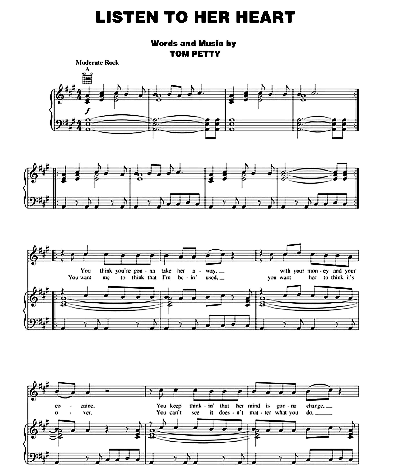 Listen To Her Heart sheet music