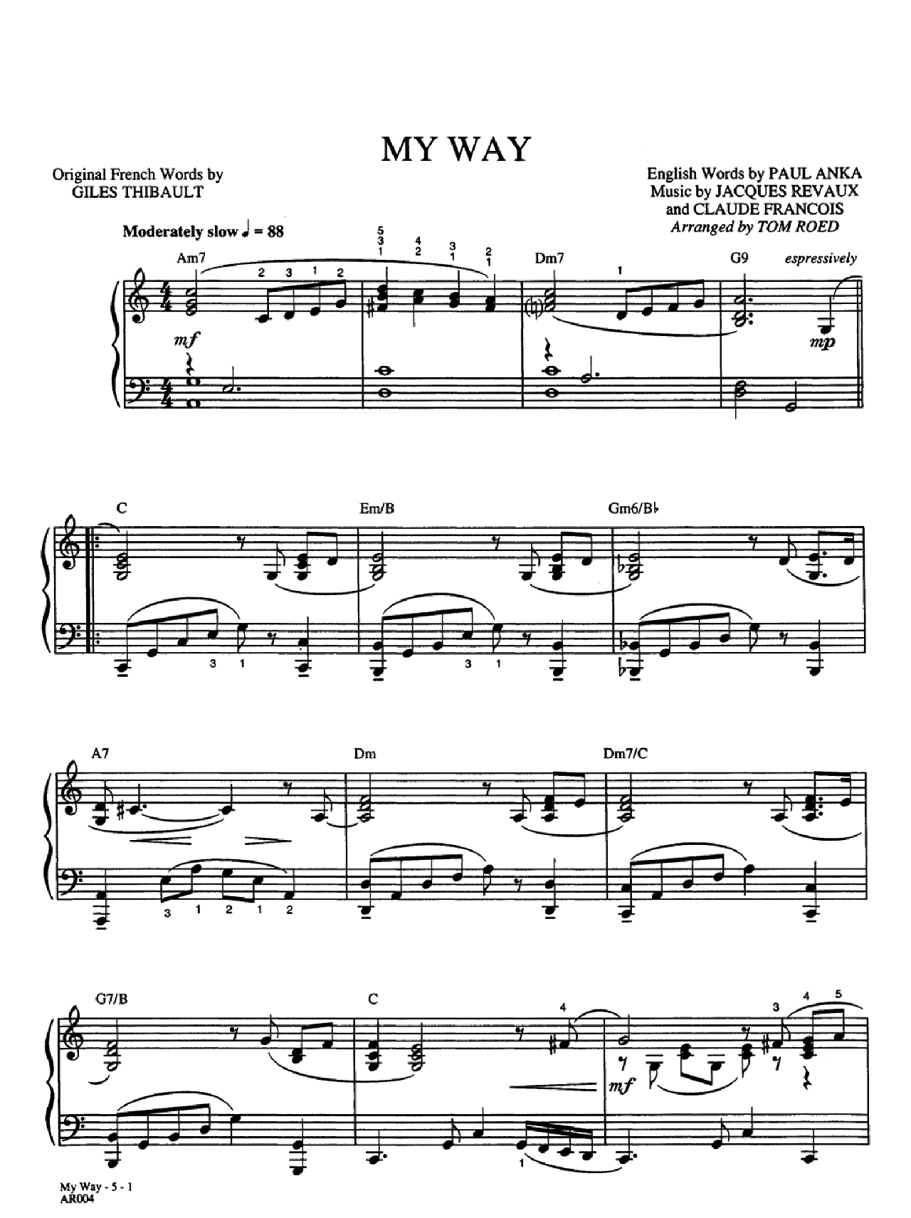 My Way sheet music