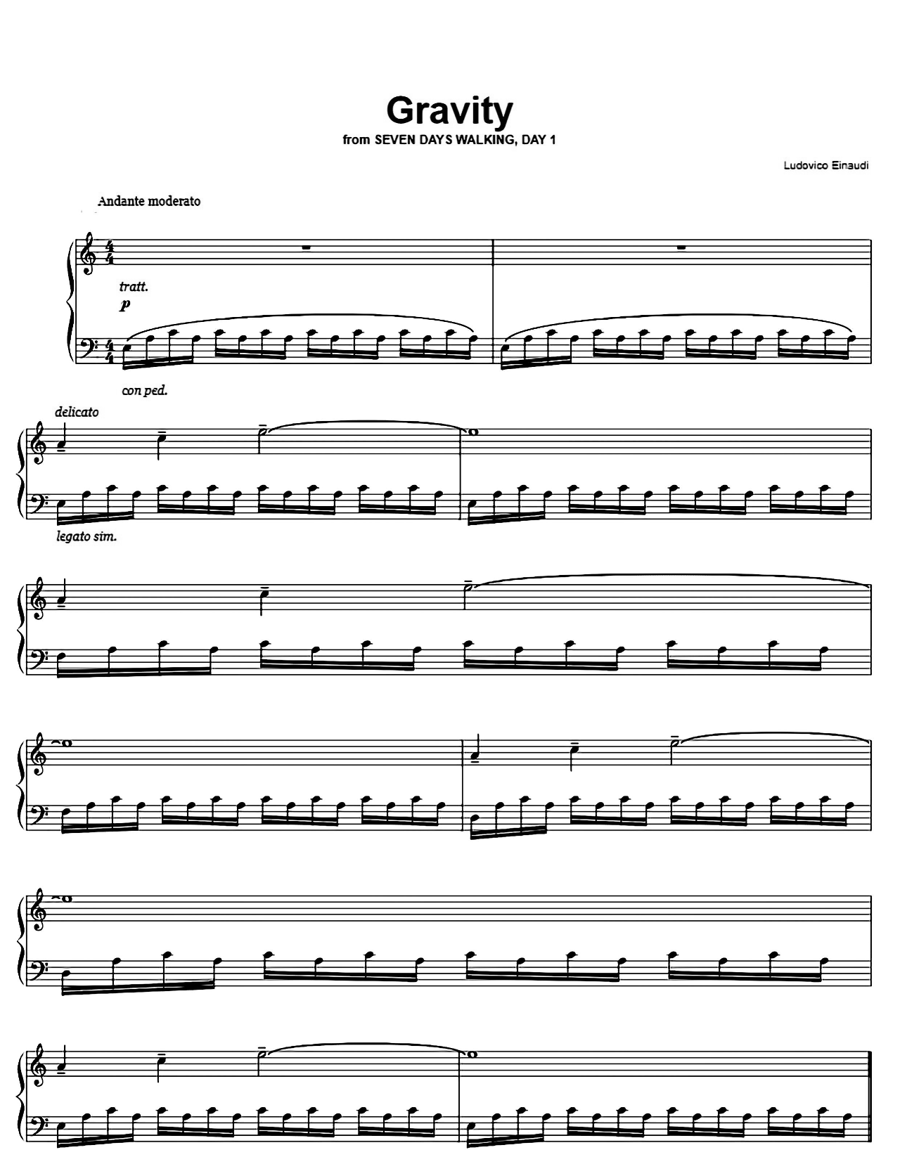 Gravity (From Seven Days Walking Day 1) sheet music