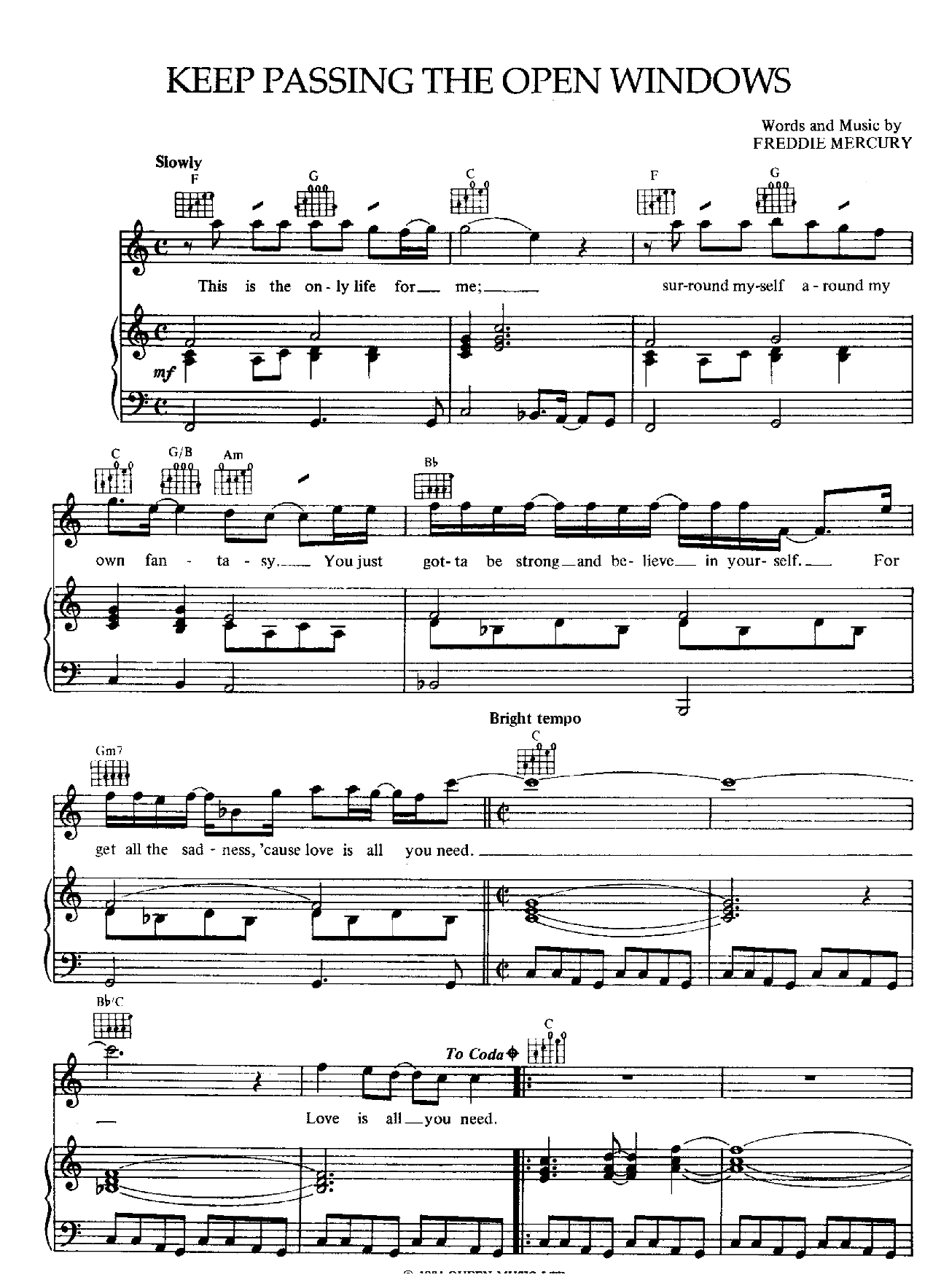 Keep Passing The Open Windows sheet music