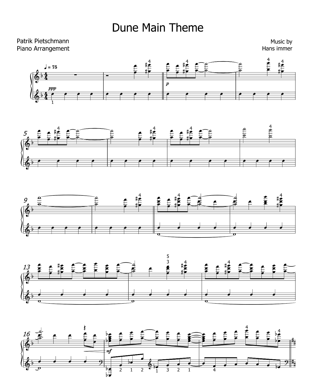 Dune Main Theme sheet music