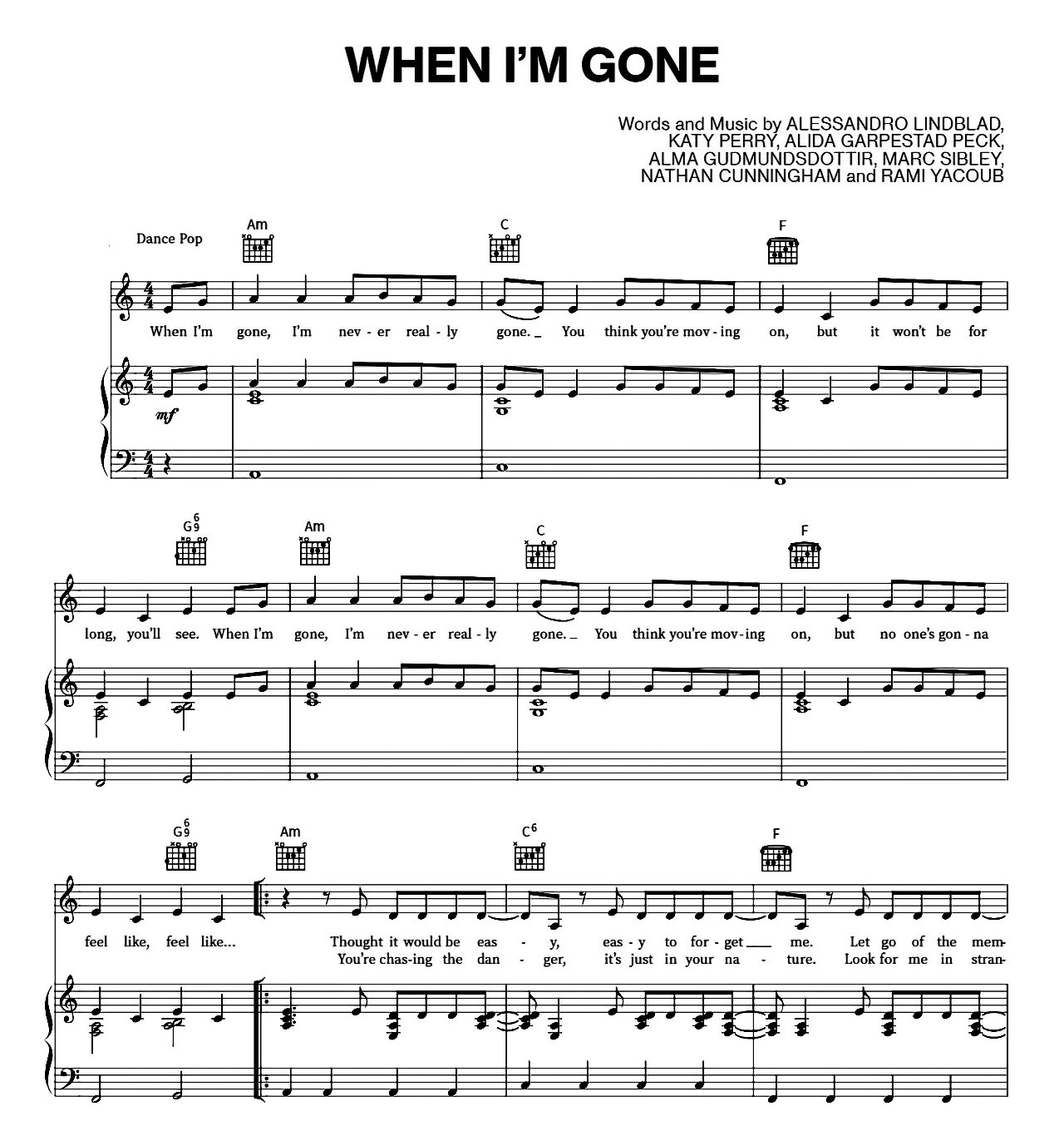 When I'm Gone sheet music
