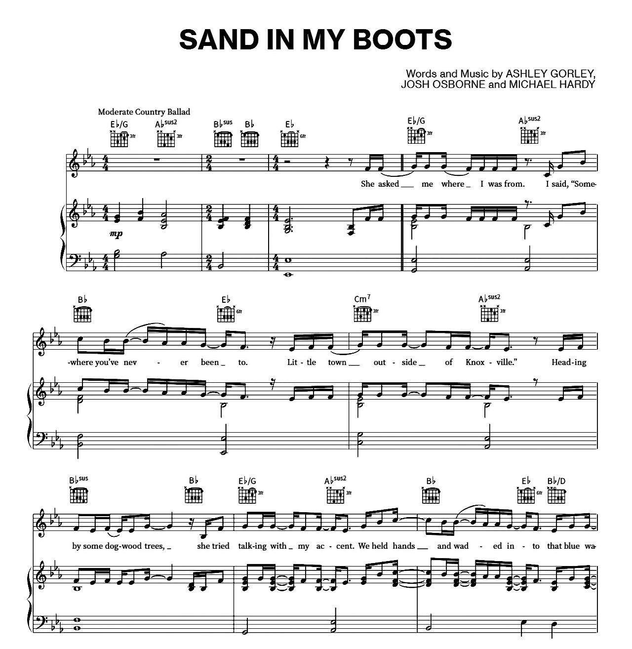 Sand In My Boots sheet music