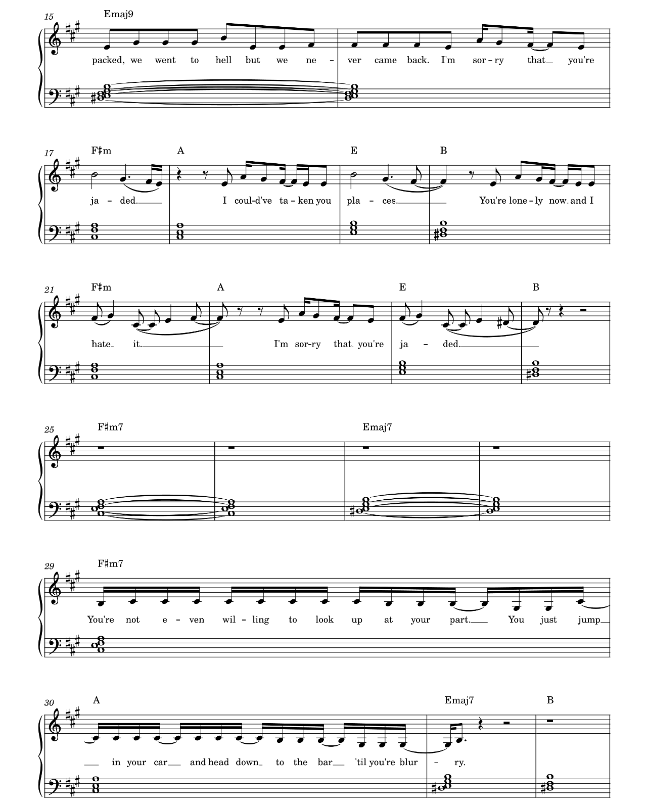 Jaded sheet music 2