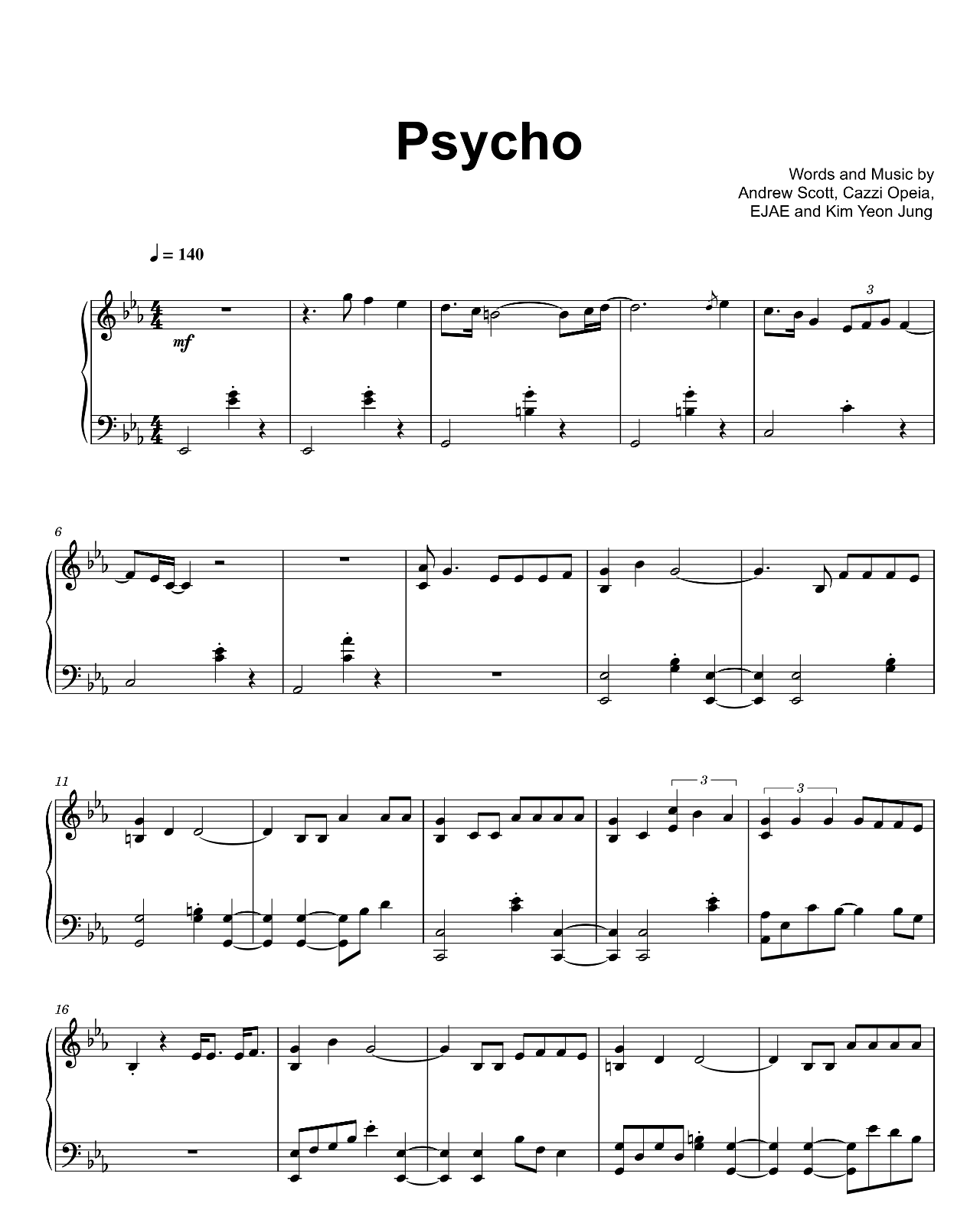 Psycho sheet music