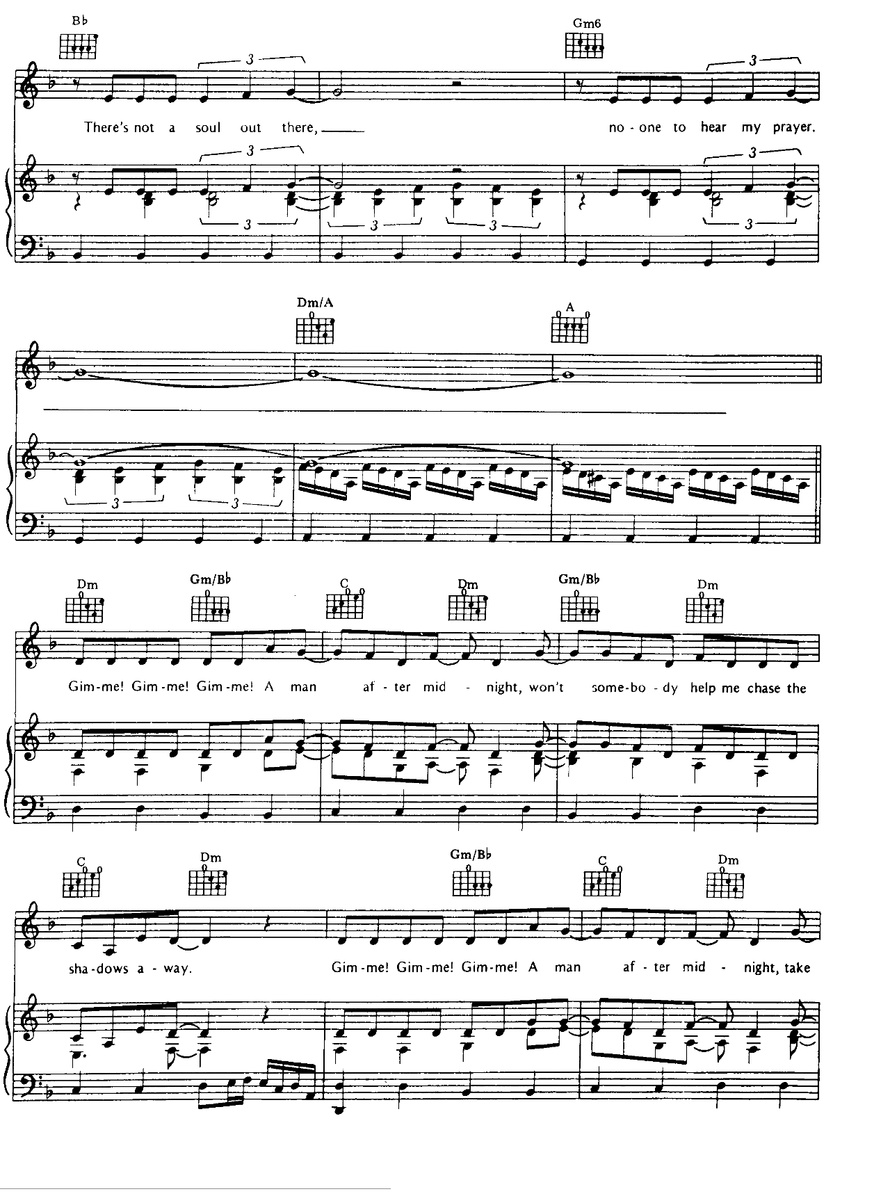 Gimme Gimme Gimme sheet music 3