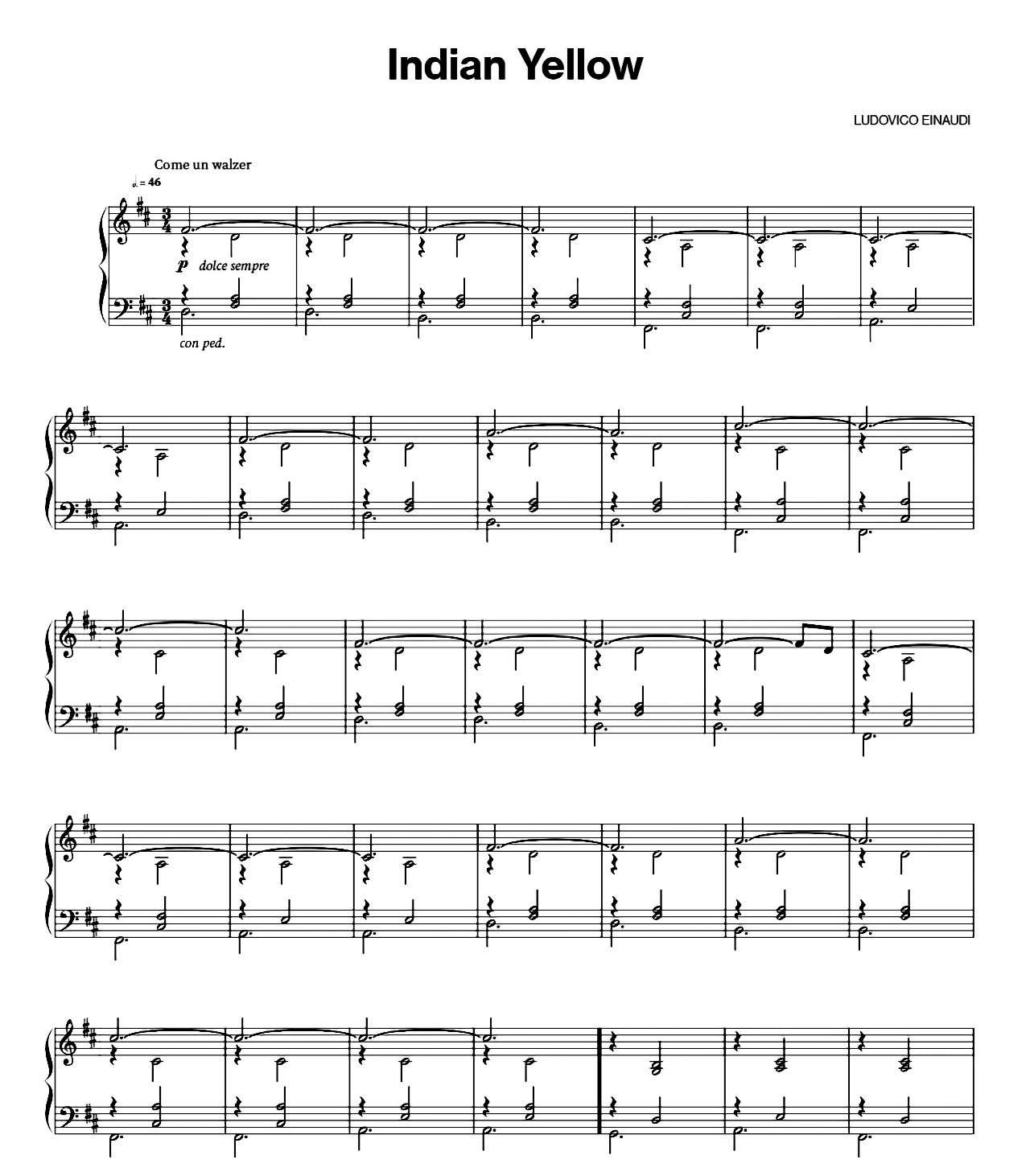 Indian Yellow sheet music