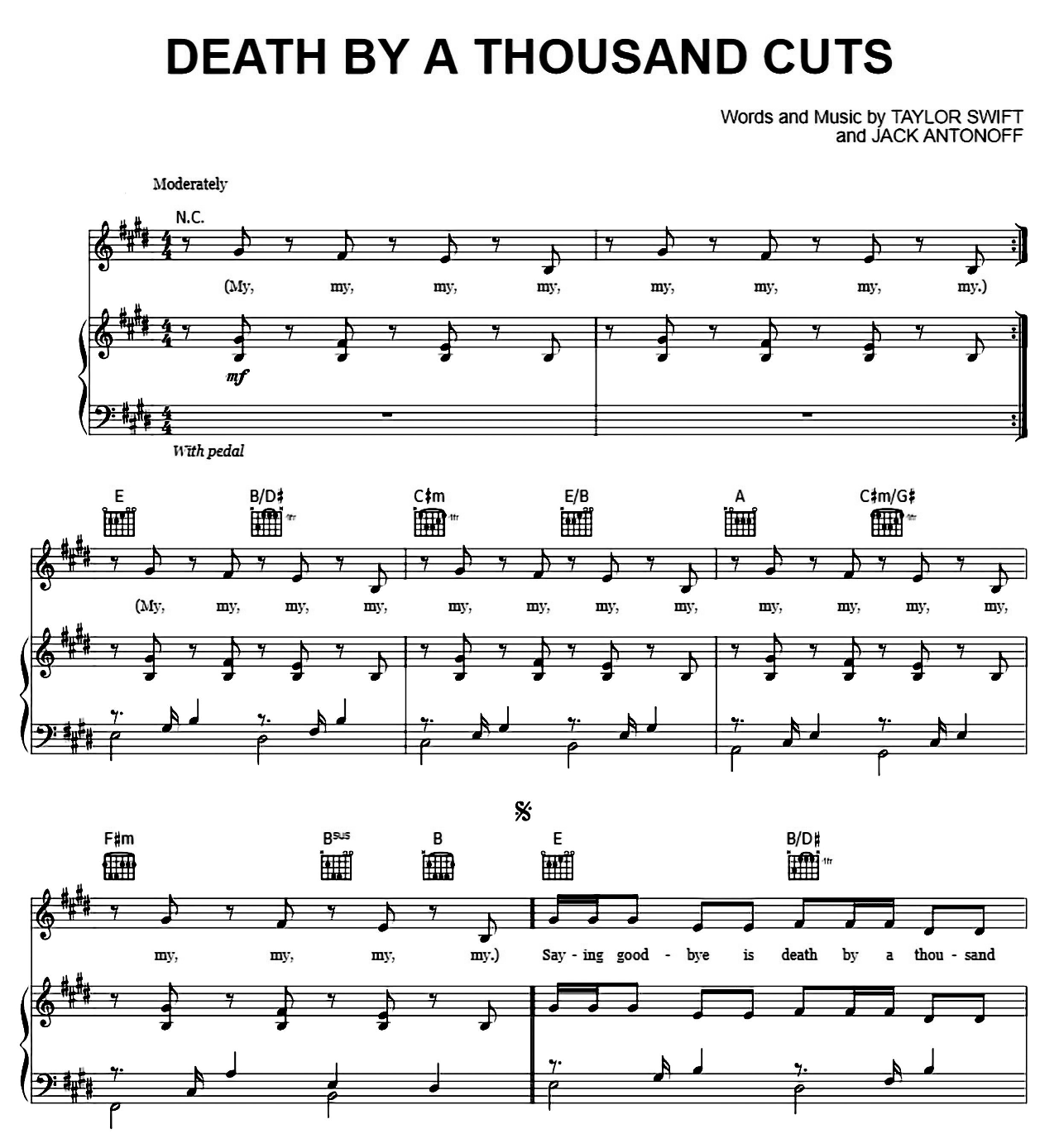 Death By A Thousand Cuts sheet music