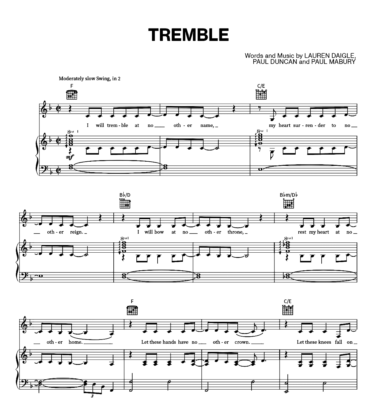 Tremble sheet music