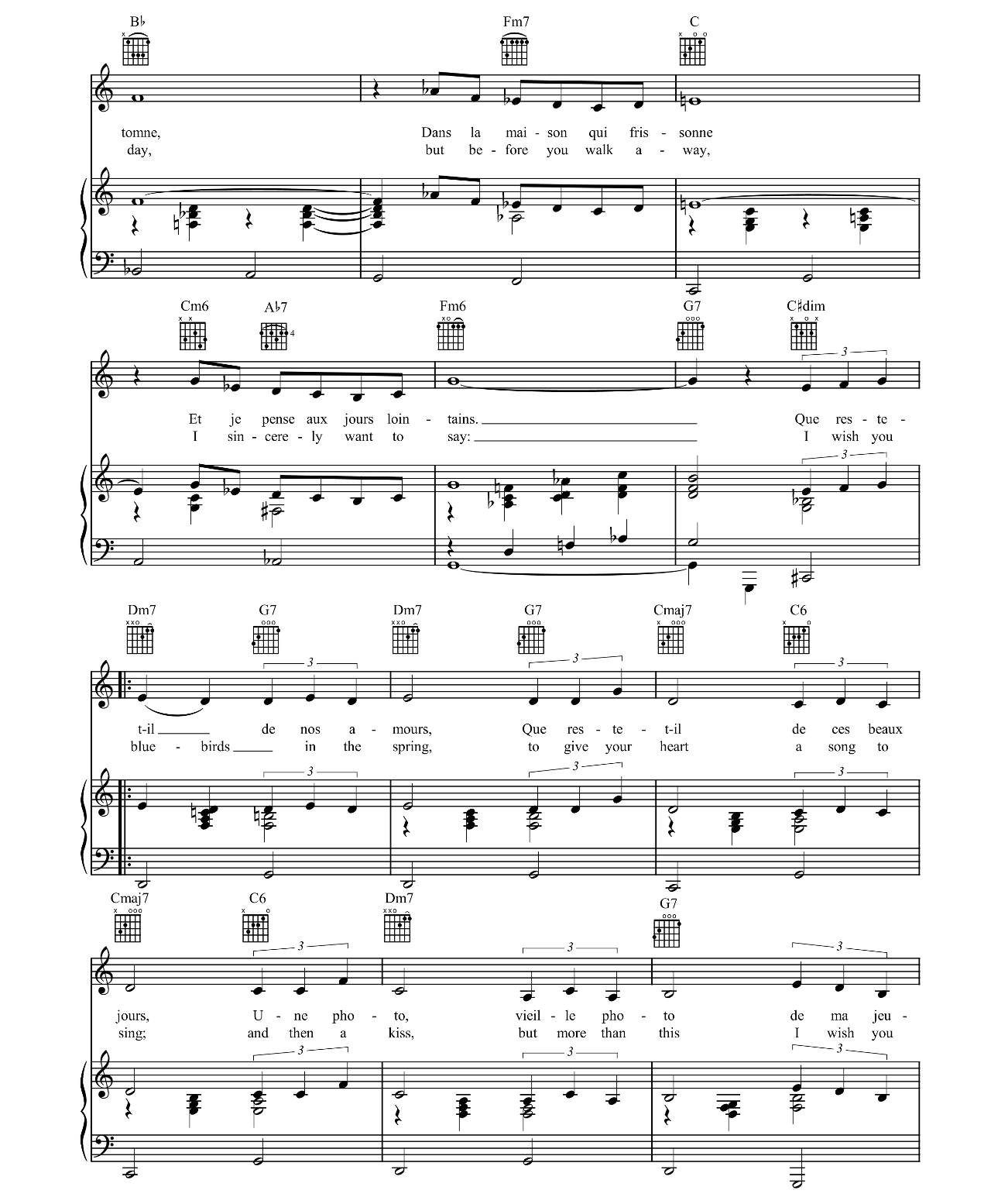 Que Reste T Il De Nos Amours (I Wish You Love) sheet music 2