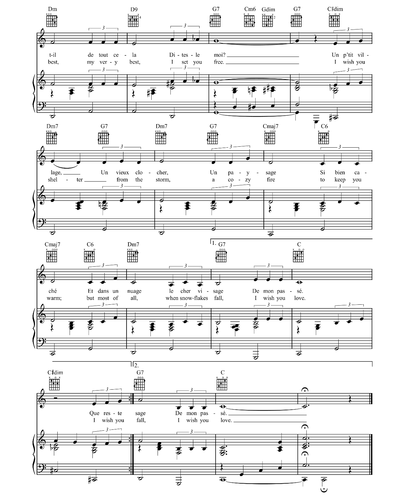 Que Reste T Il De Nos Amours (I Wish You Love) sheet music 4